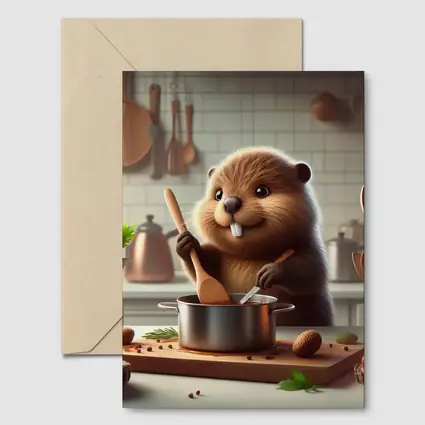 Beaver Cooking in Cozy Kitchen
