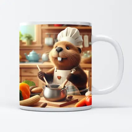 Beaver Chef Cooking in Cozy Kitchen