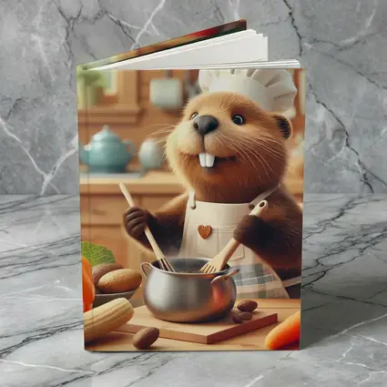 Beaver Chef Cooking in Cozy Kitchen