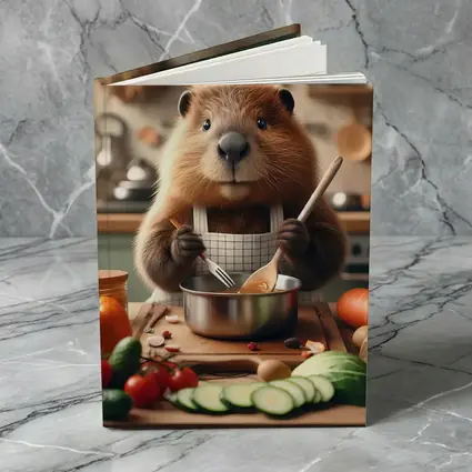 Beaver Chef Cooking Vegetables in Kitchen