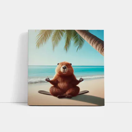 Beaver Meditating on Tropical Beach