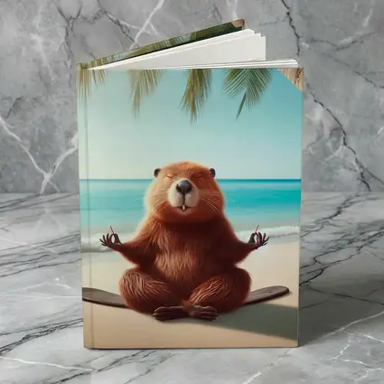 Beaver Meditating on Tropical Beach