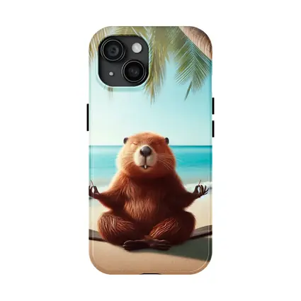 Beaver Meditating on Tropical Beach