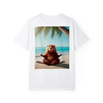 Beaver Meditating on Tropical Beach