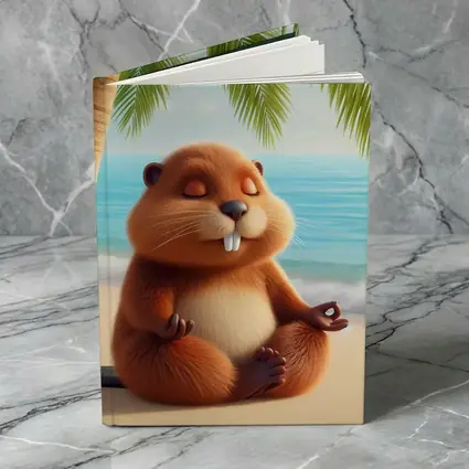Meditating Beaver Relaxing on Tropical Beach