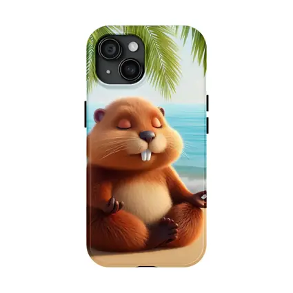 Meditating Beaver Relaxing on Tropical Beach