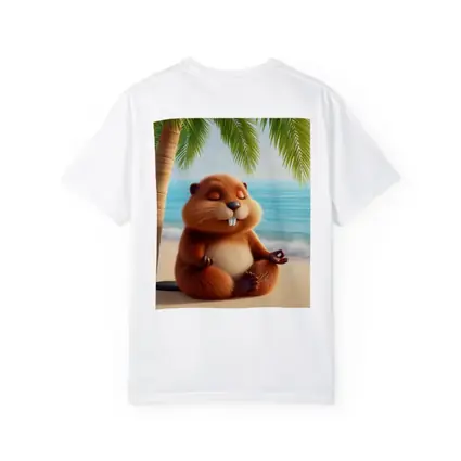 Meditating Beaver Relaxing on Tropical Beach