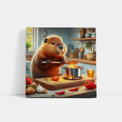 Beaver Cooking in Cozy Kitchen Scene