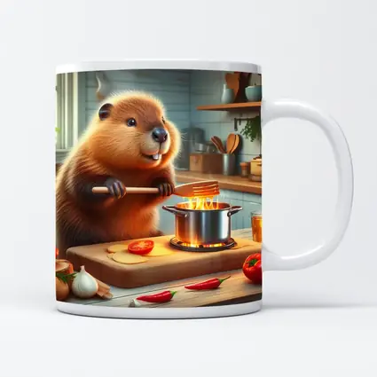 Beaver Cooking in Cozy Kitchen Scene