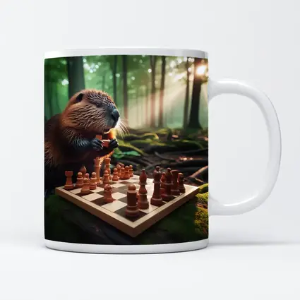 Beaver Playing Chess in Forest