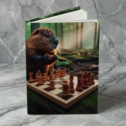 Beaver Playing Chess in Forest