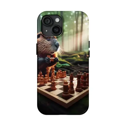 Beaver Playing Chess in Forest