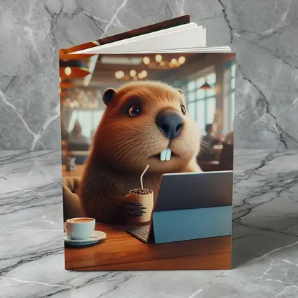 Beaver Working At Cafe Coffee Shop