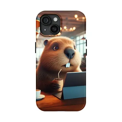 Beaver Working At Cafe Coffee Shop