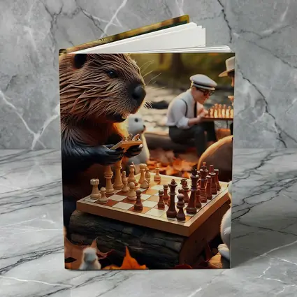 Beaver Playing Chess Autumn Forest Scene