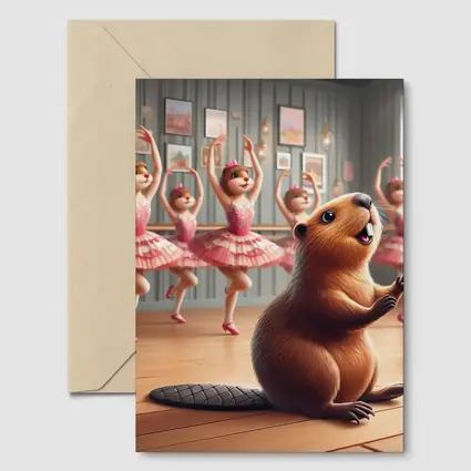 Beaver Dancing In Pink Ballet Studio