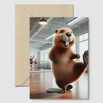 Dancing Beaver In Ballet Studio