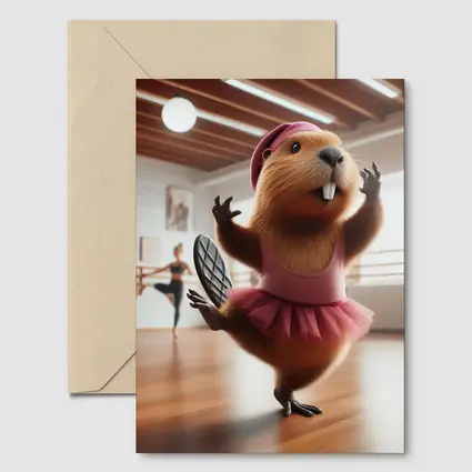 Funny Beaver Ballerina Dancing In Studio