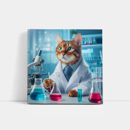 Bengal Cat Scientist In Laboratory Setting