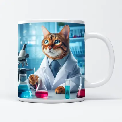 Bengal Cat Scientist In Laboratory Setting