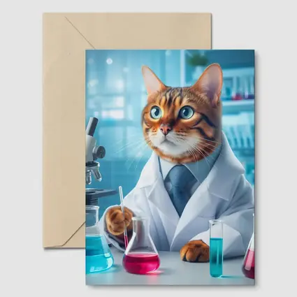 Bengal Cat Scientist In Laboratory Setting
