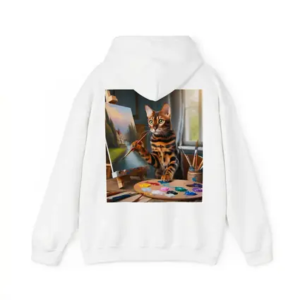 Bengal Cat Artist Painting on Easel