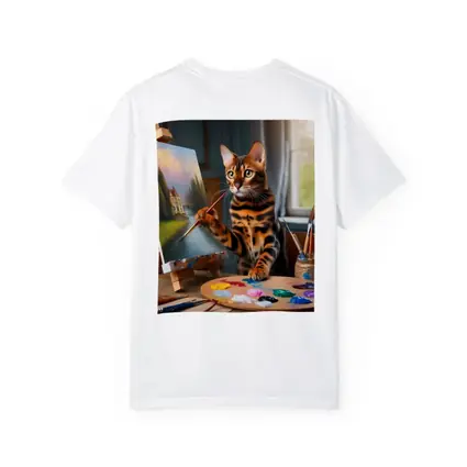 Bengal Cat Artist Painting on Easel