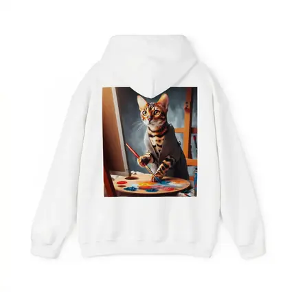 Bengal Cat Artist Painting on Canvas