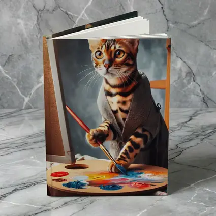 Bengal Cat Artist Painting on Canvas