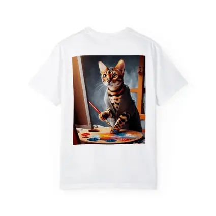 Bengal Cat Artist Painting on Canvas