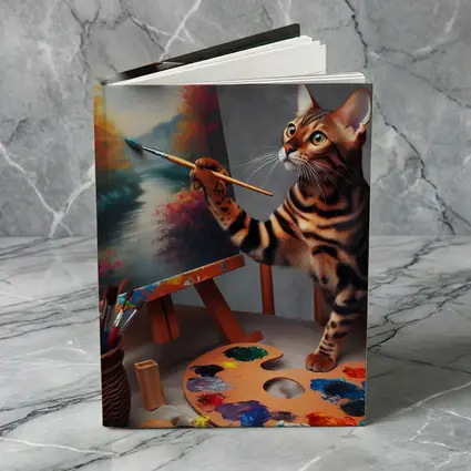 Bengal Cat Artist Painting on Easel