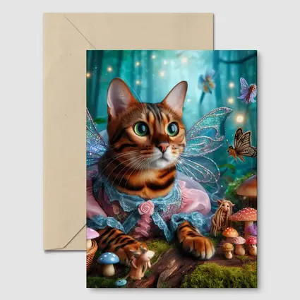 Bengal Cat Fairy Wings Enchanted Forest