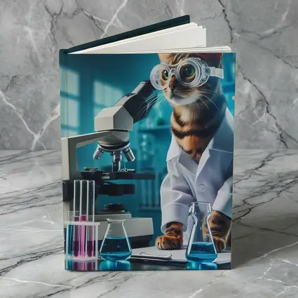 Tabby Cat Scientist Laboratory Microscope Art