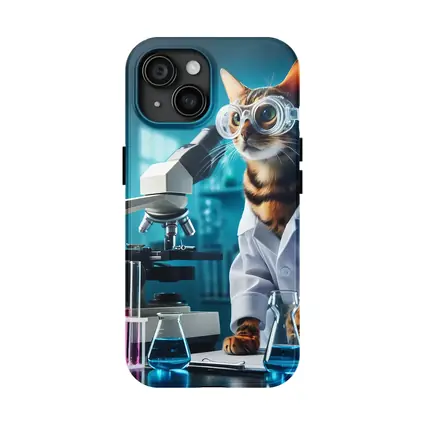 Tabby Cat Scientist Laboratory Microscope Art