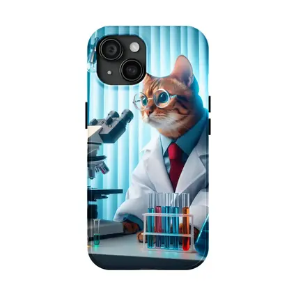 Cat Scientist In Laboratory With Microscope