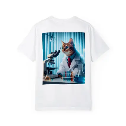 Cat Scientist In Laboratory With Microscope