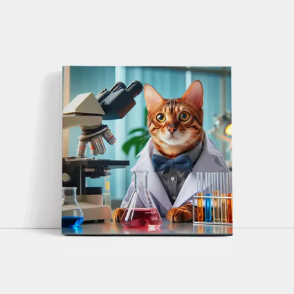 Bengal Cat Scientist Laboratory Coat Microscope