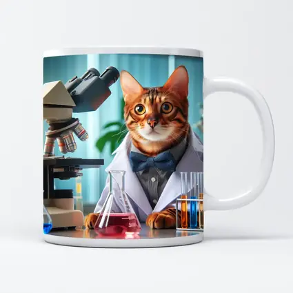 Bengal Cat Scientist Laboratory Coat Microscope