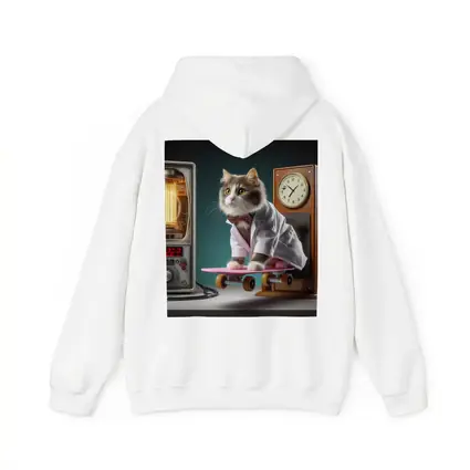 Cat Doctor Riding Skateboard With Clock