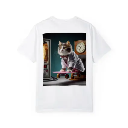 Cat Doctor Riding Skateboard With Clock