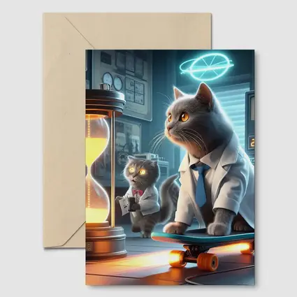 Scientist Cats Time Travel Lab Skateboard
