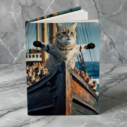 Cat Spreading Arms On Sailing Ship Bow