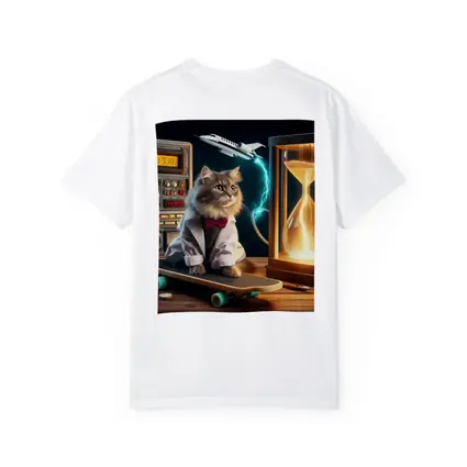 Scientist Cat on Skateboard Time Machine