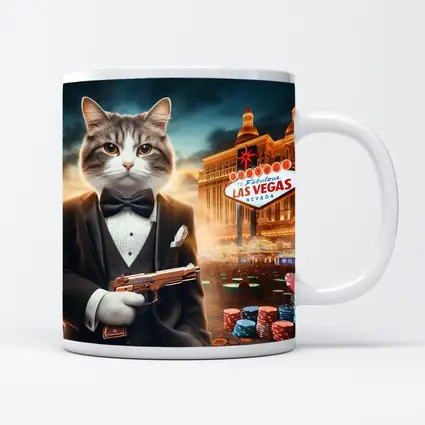 Tuxedo Cat Secret Agent Las Vegas Casino