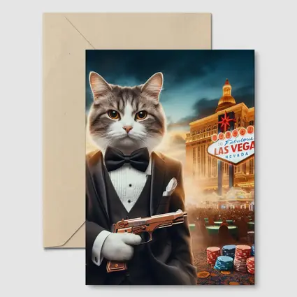 Tuxedo Cat Secret Agent Las Vegas Casino