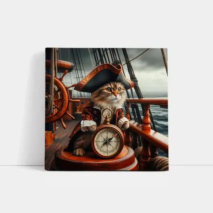 Pirate Cat Captain On Sailing Ship