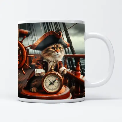 Pirate Cat Captain On Sailing Ship