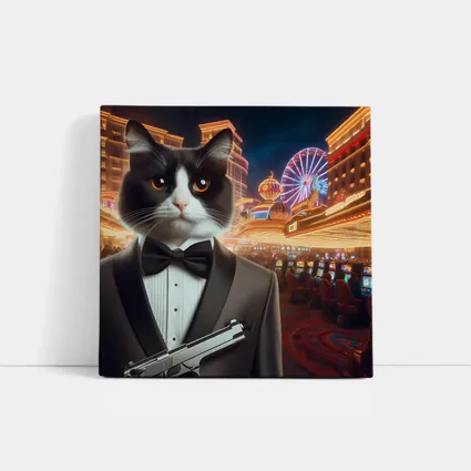 Tuxedo Cat Secret Agent Las Vegas Casino
