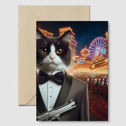 Tuxedo Cat Secret Agent Las Vegas Casino