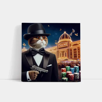 Tuxedo Cat Spy Casino Night Scene